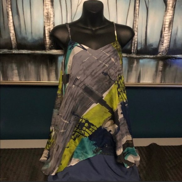 NWT Glam 100% silk geo print Dress Size Small - Picture 3 of 5